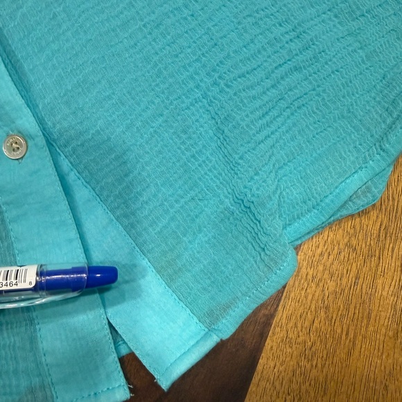 Tommy Bahama Aqua Sleeveless Button-Down Shirt flaw - Picture 8 of 8